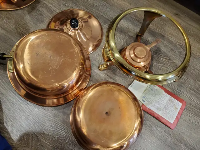 BRASS FONDUE POTS VARIOUS SIZES LIKE NEW - Photo 6