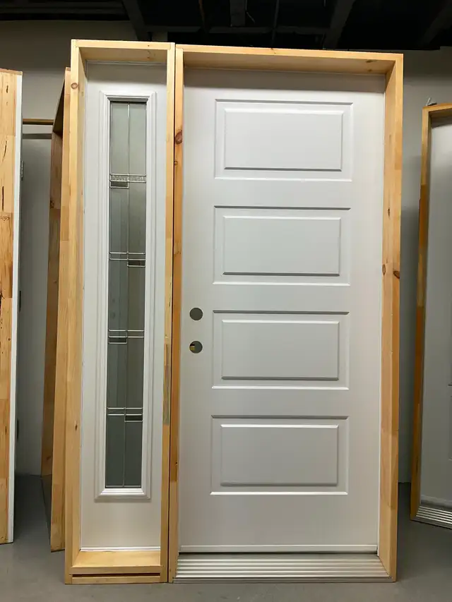 1422PA Porte d’acier 34″D  Porte soho avec latéral vitrail Zinc