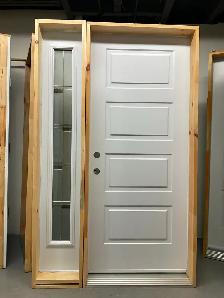 1422PA Porte d’acier 34″D  Porte soho avec latéral vitrail Zinc