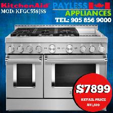 Kitchenaid Gas Range KFGC558JSS 48' Slide In Self Clean & Convec