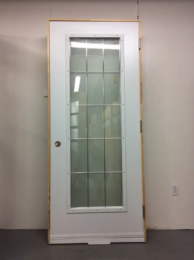 1062PA Porte d’acier 34″G Verre carreaux sablé tige chrome 21x65 - Photo 2