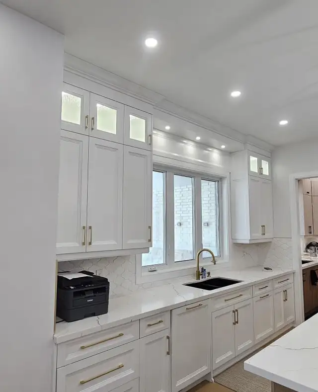 floating vanity kitchen cabinets quartz countertops - Photo 3