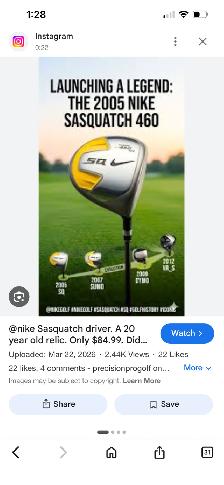 Nike RH Susquatch Driver for Sale with Cover