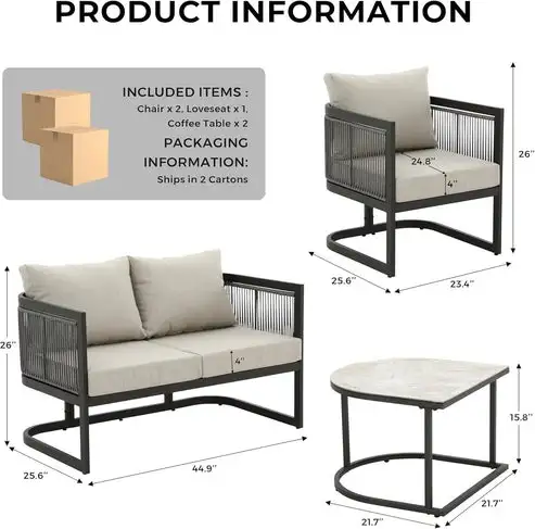 Brand New 5pcs Metal Frame Patio Furniture Set $499