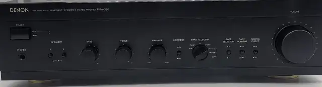 denon PMA-360 vintage stereo amplifier with cords