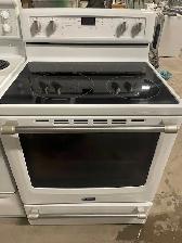 Cuisinière blanche vitrocéramique convection Maytag