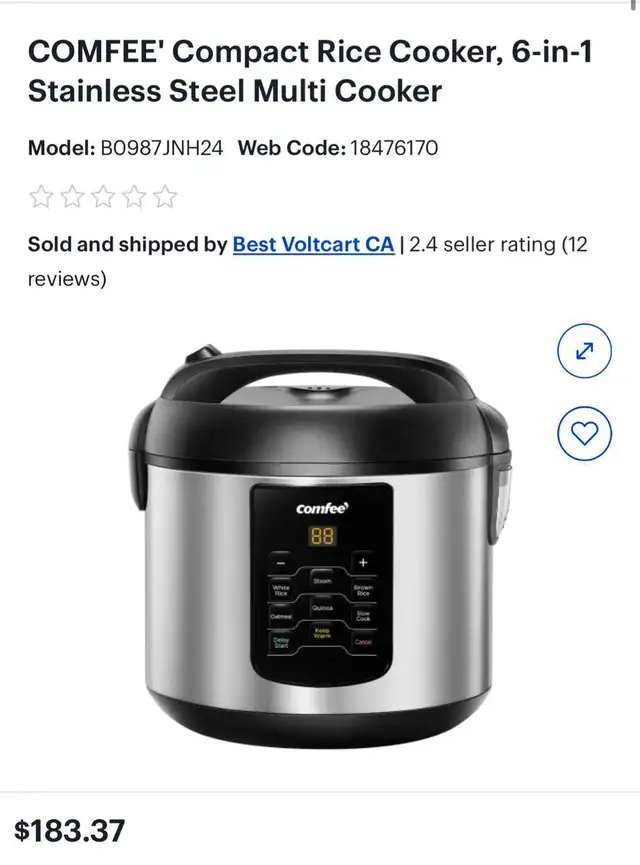 COMFEE Compact Rice Cooker Discount Price