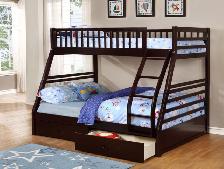 Twin over Double Bunk Bed with pull-out drawers