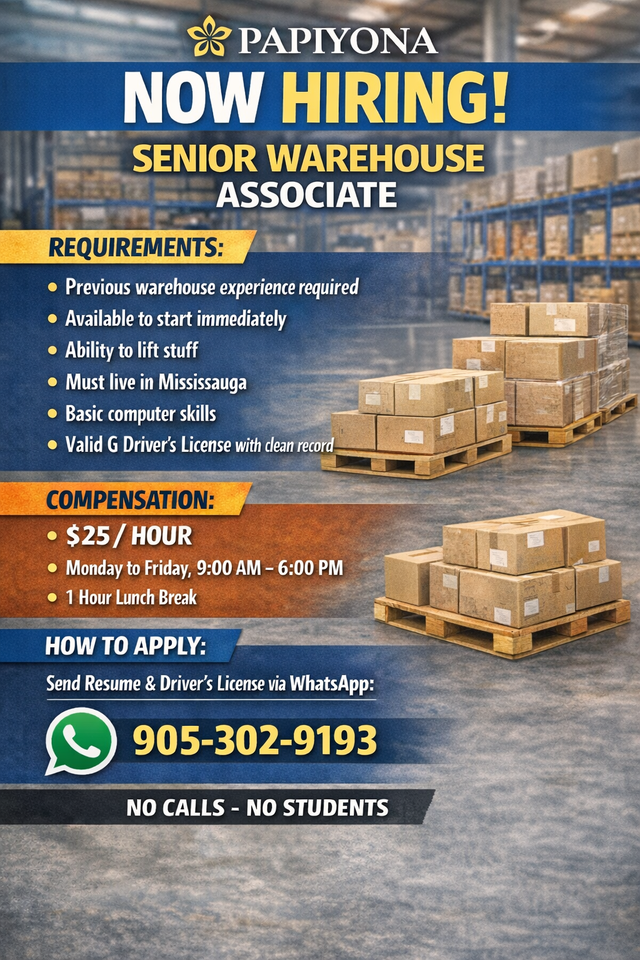 Senior Warehouse Associate - G license - Mississauga
