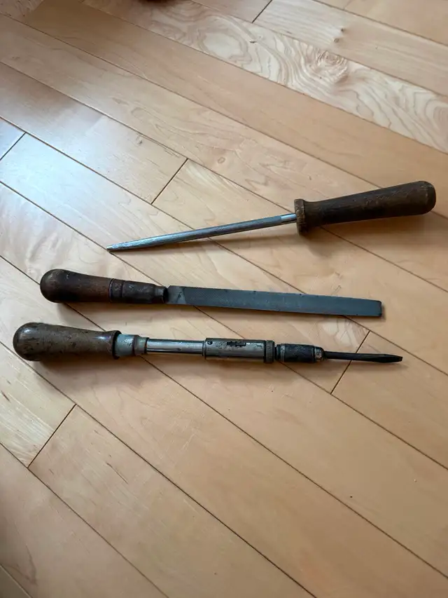 Vintage Ratcheting Screwdriver ,Knife Sharpener, File