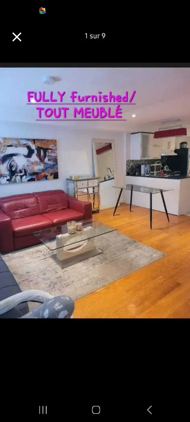 3 1/2 tout meublé - Fully furnished