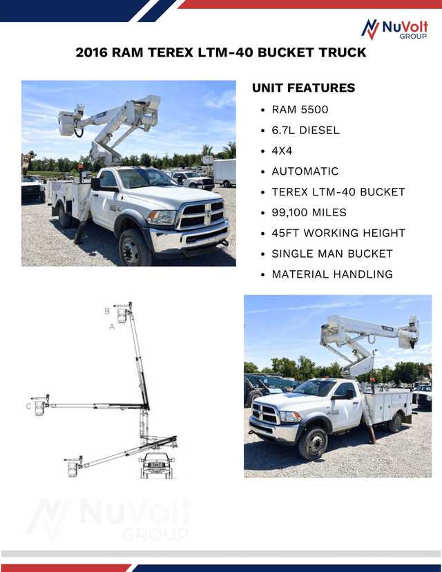 2016 Ram 5500 Terex LTM-40 Bucket Truck