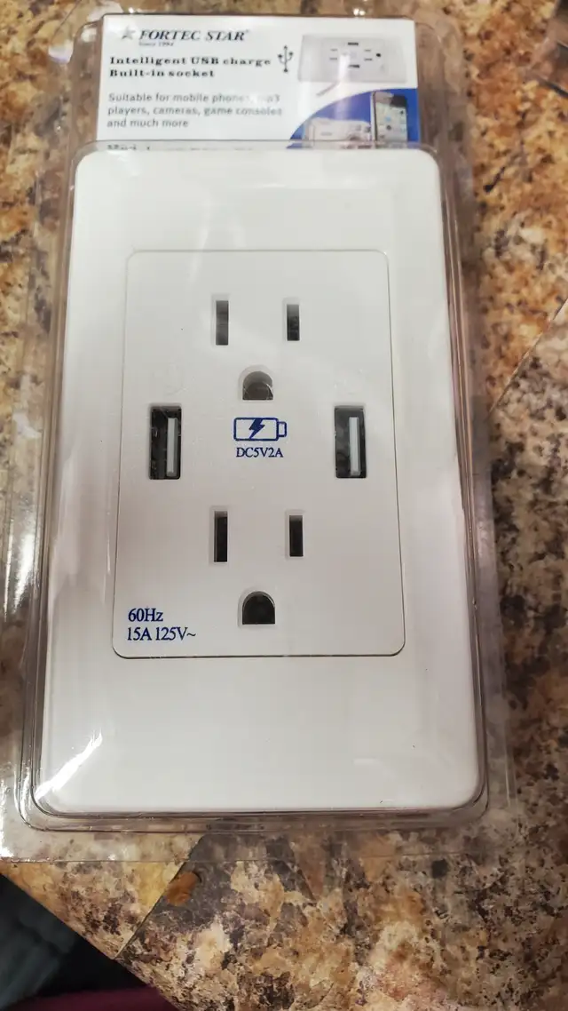 Charger - Built-in USB Socket 'Fortec Star' 2 plugs