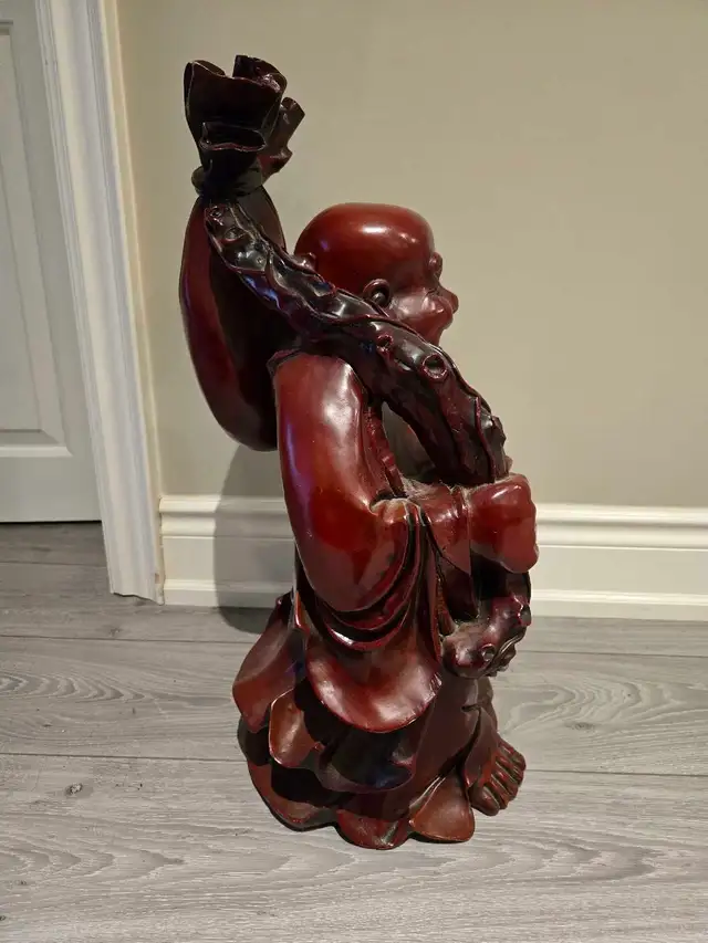 Heavy Red Resin Happy Laughing Lucky Buddha Statue - Photo 4