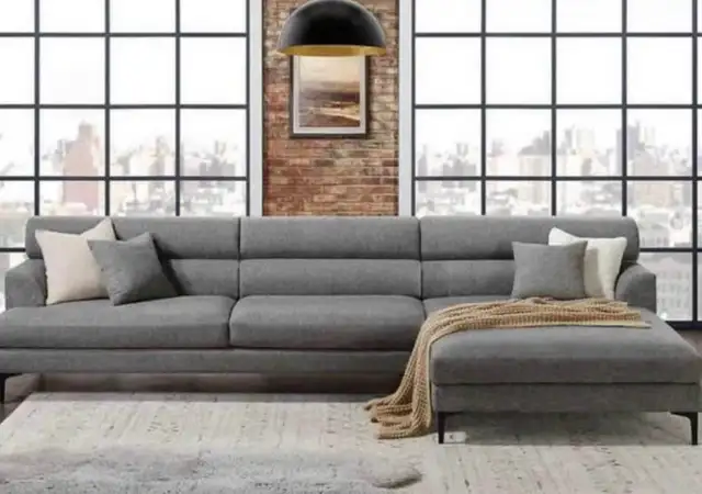 Grey mid century modern sectional - Photo 3
