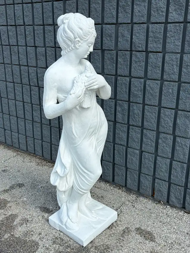 54" Classical Maiden Statue w/ Dove Concrete Garden
