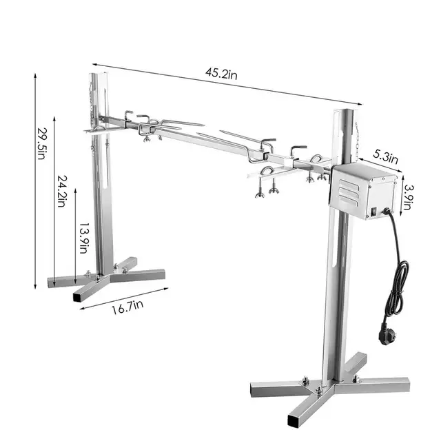Outdoors 66Lbs BBQ Rotisserie Grill Spit Roaster Tripod 251123 - Photo 2