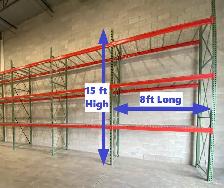 Huge Clearance Pallet Racking 15' H x 48' Frames and 8' Beams