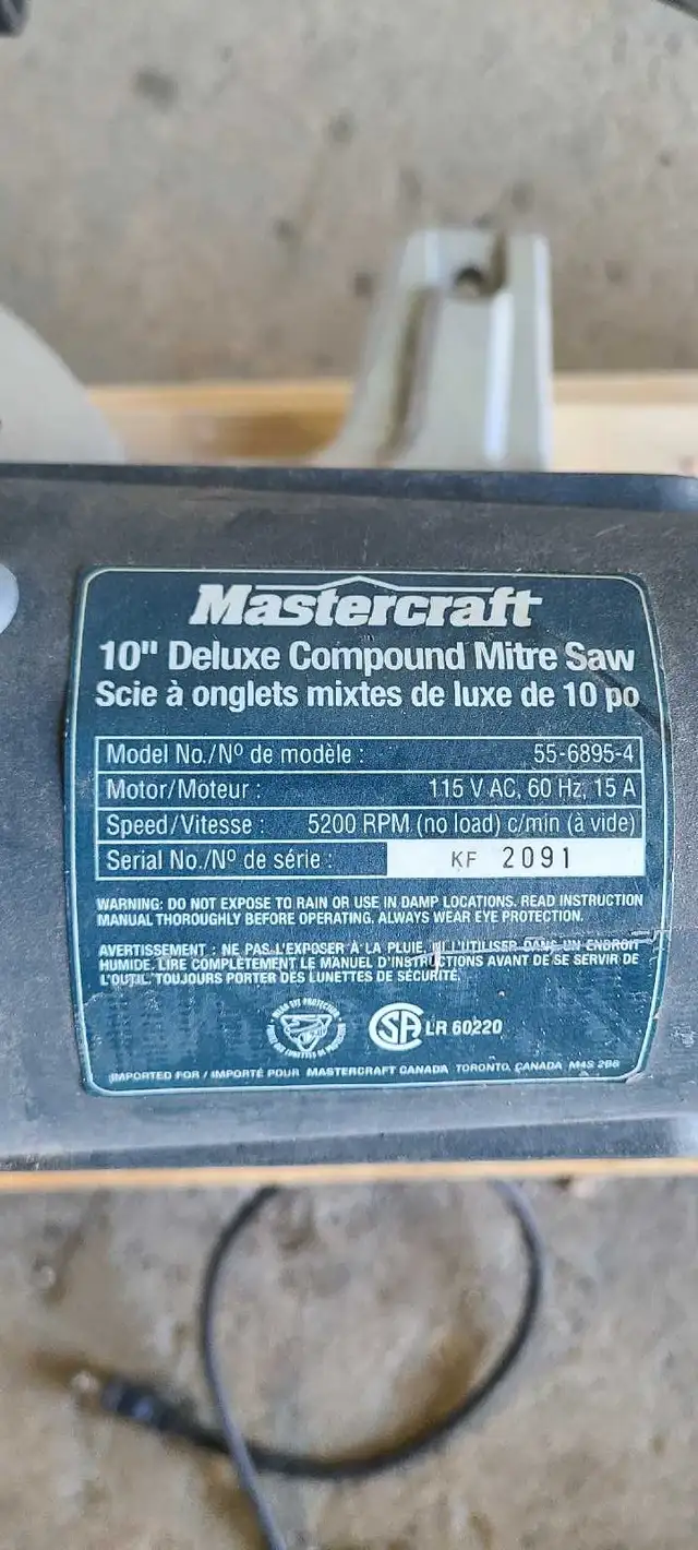 10' Mastercraft Compound Mitre saw - Photo 2