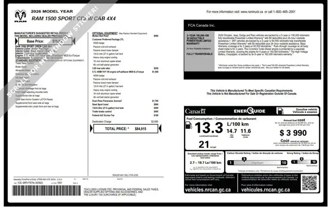 2026 Ram 1500 Sport | 5.7L V8 HEMI ENGINE | 3.92 REAR AXLE - Photo 8