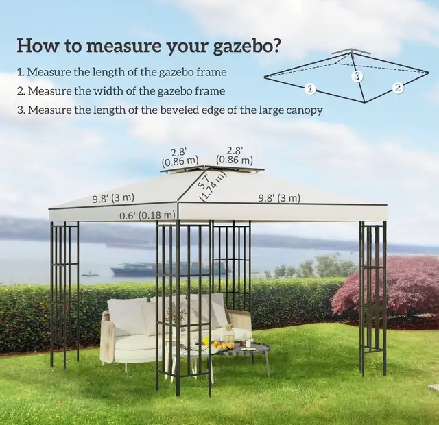 Outsunny 2-Tier Gazebo Replacement Canopy Top – 9.8’ x 9.8’ - Photo 3