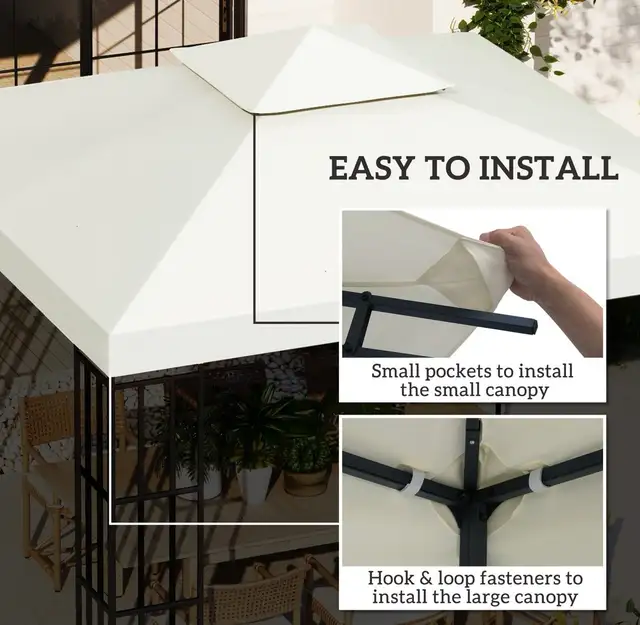Outsunny 2-Tier Gazebo Replacement Canopy Top – 9.8’ x 9.8’ - Photo 5