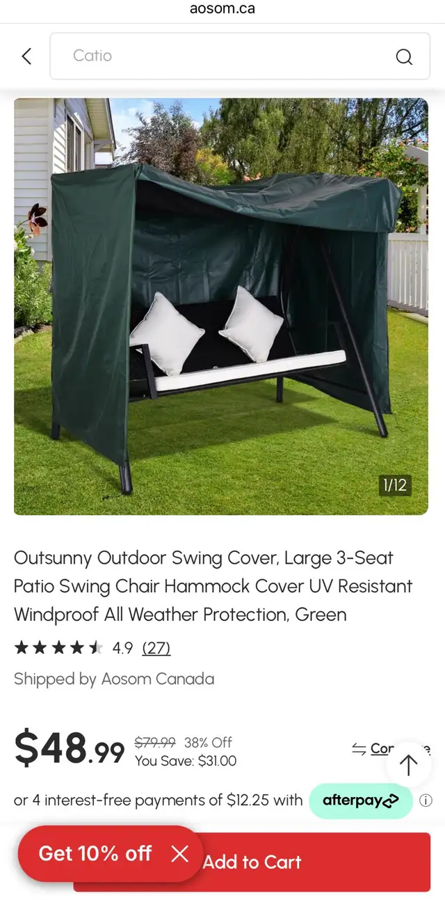 Outsunny Patio Swing Cover – Heavy-Duty Waterproof Protection - Photo 8
