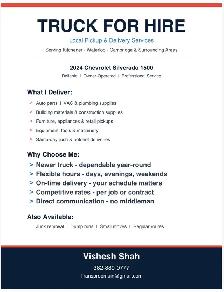 Local Delivery Services – Owner-Operator Available