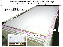 contreplaqué 5/8'' d'épais x 47''1/2 x 95'' 1/2 avec plastique