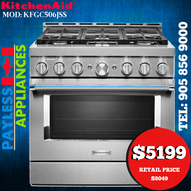 Kitchenaid Gas Range KFGC506JSS 36' Commercial Style 6 Burners S
