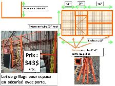 Grillages pour espace sécurisé (lock-up) 162''x 49''x 99''haut