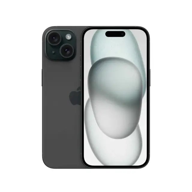 Unlocked iPhone 15 128 GB with one year warranty.
