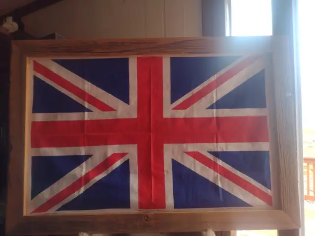 35 x 23 1/2 framed Union Jack flag