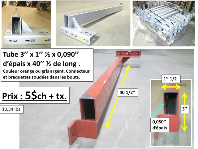 tube 1/8''d'épais x 2''x1''x56''1/2 et autres, prix sur photos - Photo 4