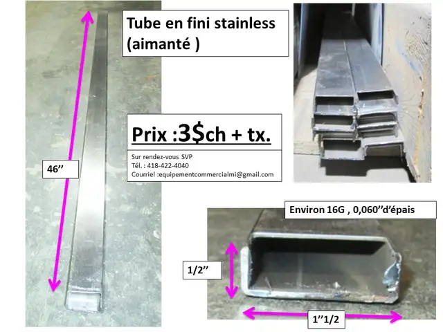 tube 1/8''d'épais x 2''x1''x56''1/2 et autres, prix sur photos - Photo 6