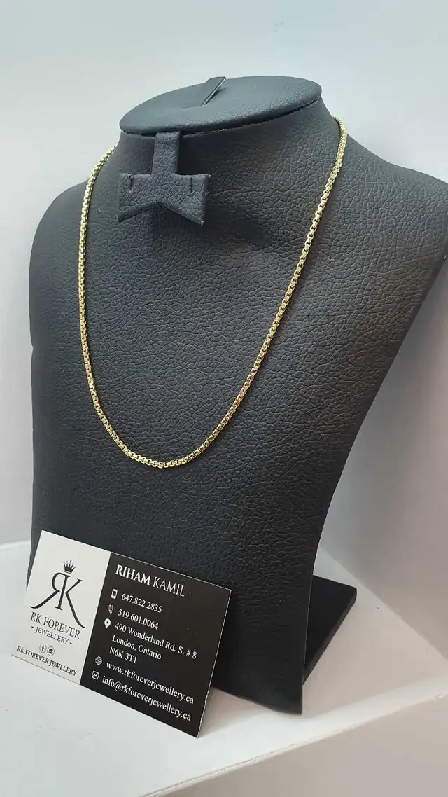 10k yellow gold box chain # 382_8 - Photo 2