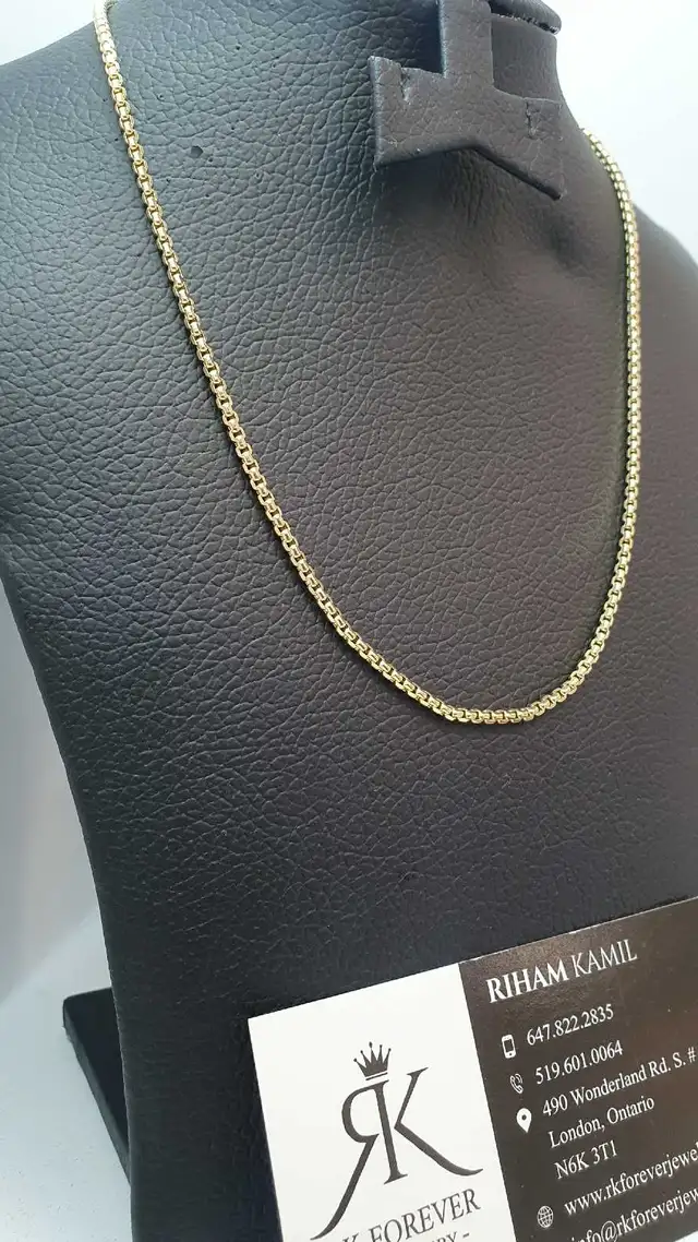 10k yellow gold box chain # 382_8 - Photo 3