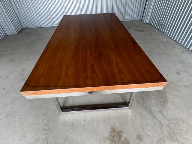 Free delivery used Wood top and metal base dining table - Photo 2