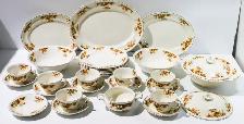 VINTAGE JOHNSON BROS. ORANGE FLORAL 28PC DINNERWARE SET