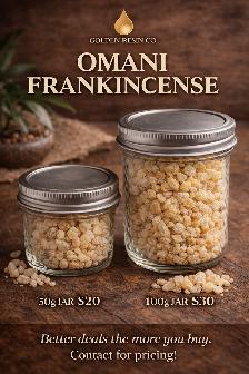 Golden Resin Co. – Omani Frankincense 50g $20 | 100g $30