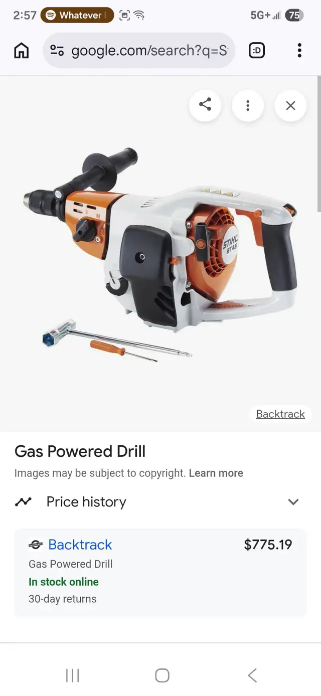 Stihl BT45 Post Hole Drill Gas Powered Drill 2 Stroke W Handle - Photo 3