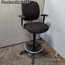 Hon Black Fabric Adjustable Drafting Stool with Foot Ring