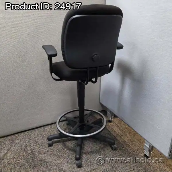 Hon Black Fabric Adjustable Drafting Stool with Foot Ring - Photo 2