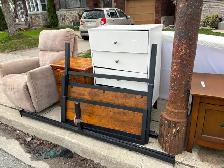 Free - twin bed, tv stand, recliner, dresser and end table.