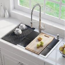 KRAUS 33 in. Dual Mount Sink with Faucet and Accessories KCC-130