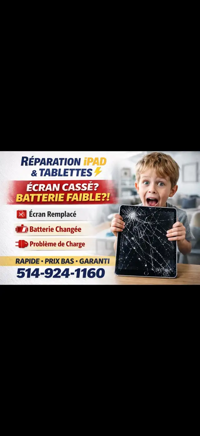 Réparation iPad & Tablettes ⚡ Écran cassé? Batterie? Prix bas! - Photo 2
