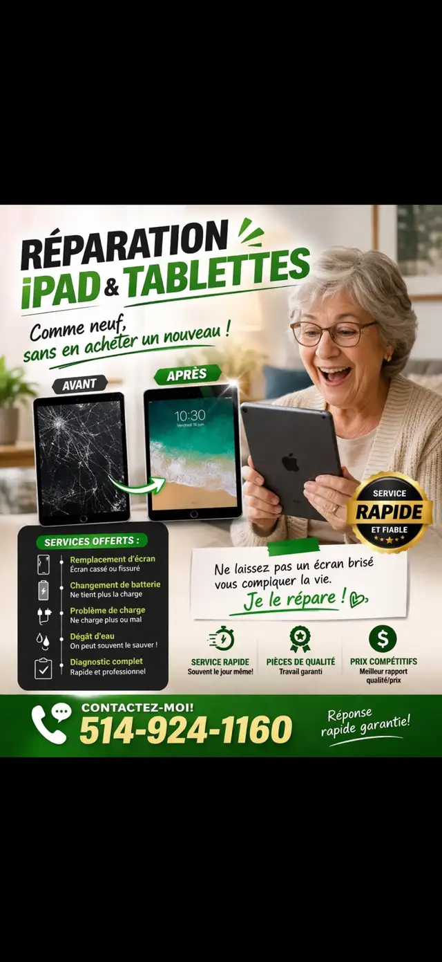 Réparation iPad & Tablettes ⚡ Écran cassé? Batterie? Prix bas! - Photo 3