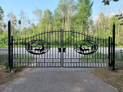 14FT Steel Driveway Gate Deer Style