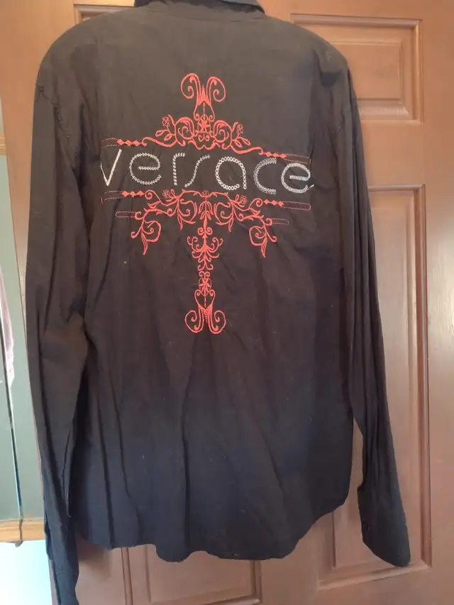 Men's Versace XL black collar dress shirt - Photo 4