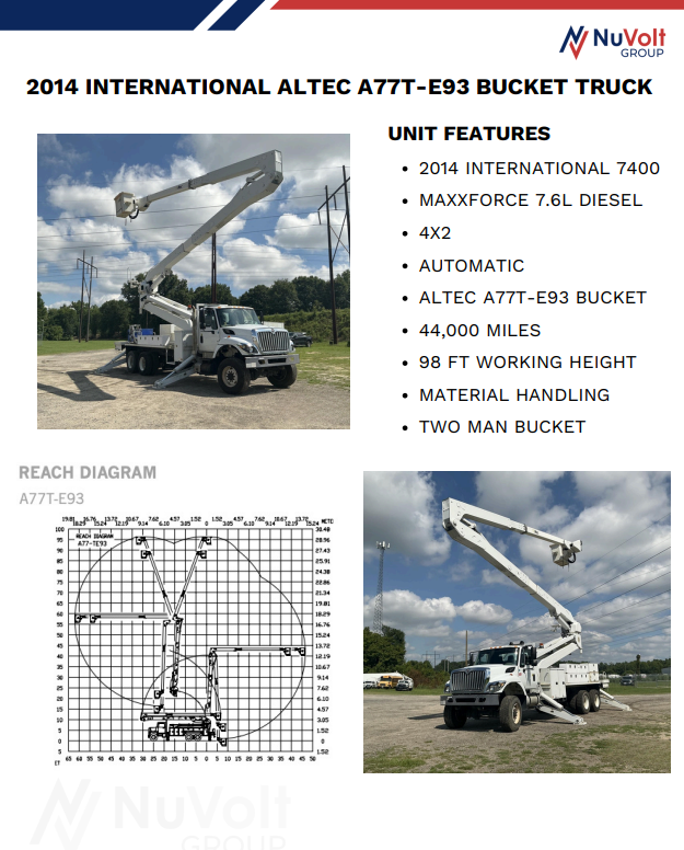 2014 International 7400 Altec A77T-E93 Bucket Truck